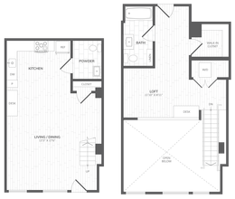 1 Bed - 1.5 Bath 128 floor plan